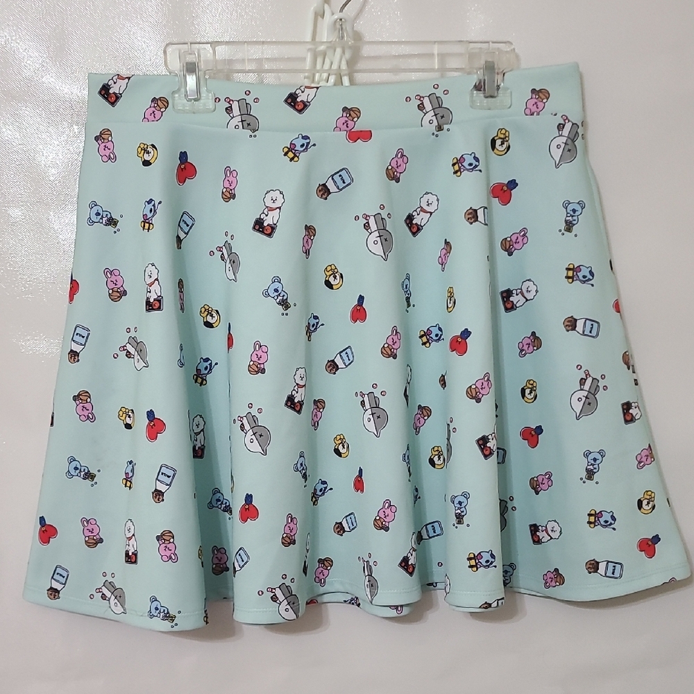 BT21 Hot Topic Icon‎ Patterned Green Skater Skirt - Size XL